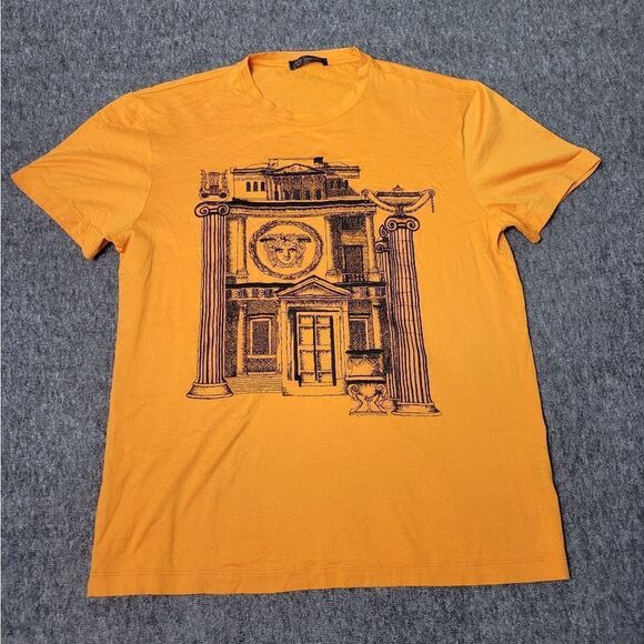 AuthenticVersace Medusa Crewneck Black Embroiderd Logo Men's Size M Orange Rare - Picture 1 of 10